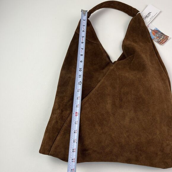 Cheval Italy Suede Leather Hobo Shoulder Bag Brown Oversized Tote Boho Hippie - Picture 8 of 14